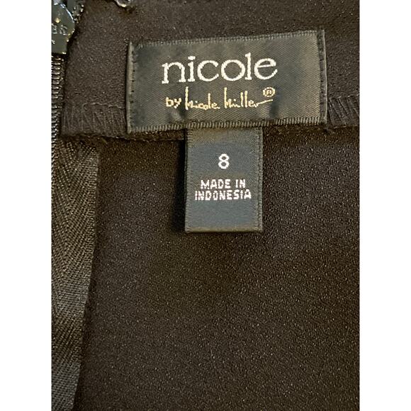 Nicole Miller Black Feather Pencil Skirt Back Zip Size 8 - Picture 6 of 6